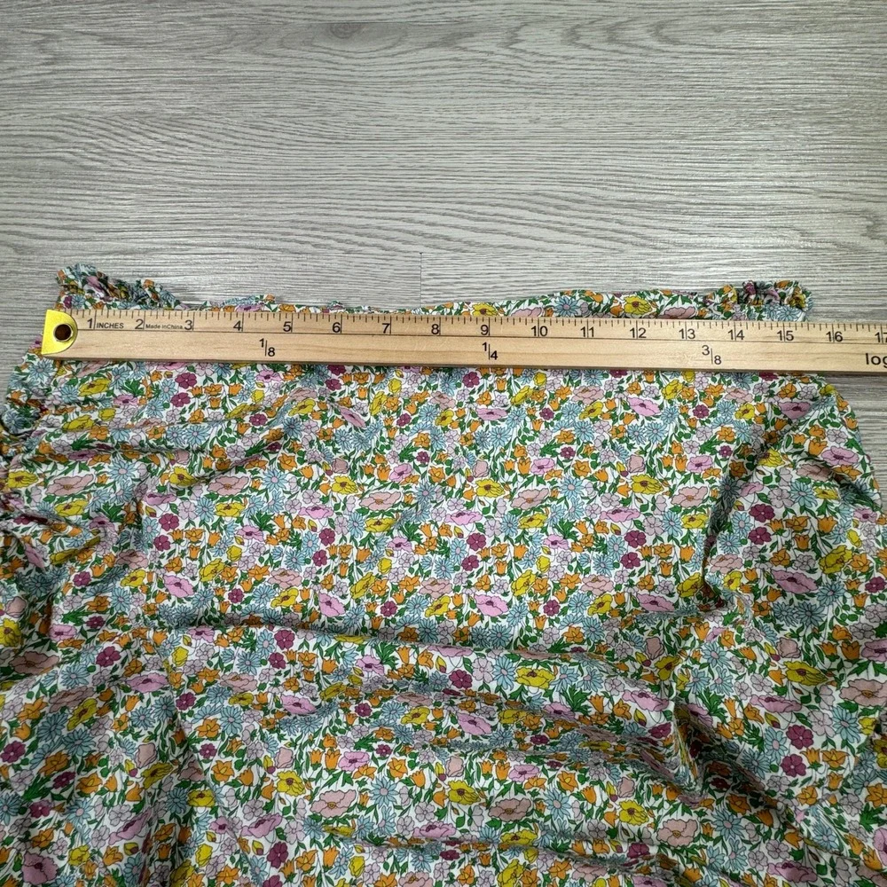 For Love & Lemons Womens Skirt Floral Ruched Ruffle Mini Multi XL Ruched Cotton